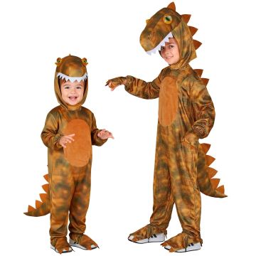 T-rex-kostuum voor kinderen in bruin