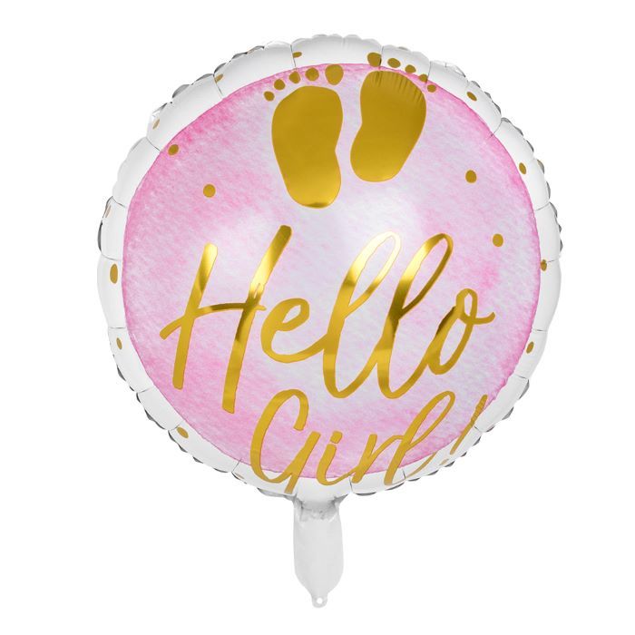 Roze en witte folieballon met tekst voor een meisje - Ø 45 cm