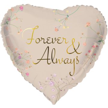 "Forever & Always" Hartvormige Folieballon - 45 cm