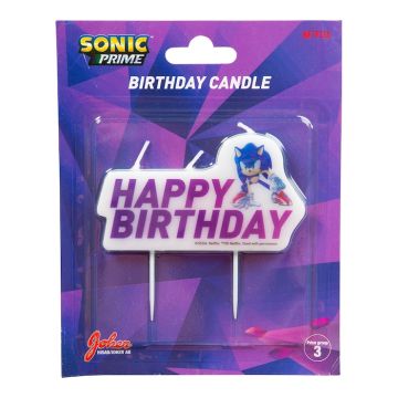 Sonic verjaardagskaars op stokjes 6x10 cm 