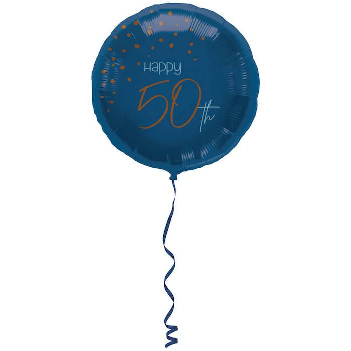 "Happy 50th" Folie Ballon Blauw - 45 cm