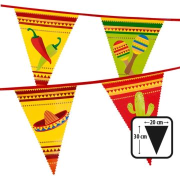 Mexicaanse plastic vlaggenlijn - 6 m