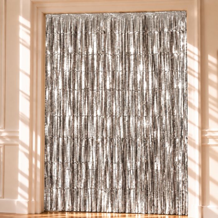 Zilveren Glittergordijn - 100 x 200 cm