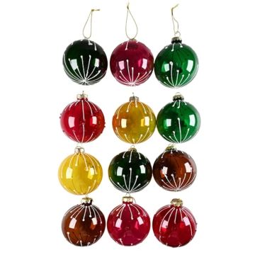 Multifleurige kerstballen met glitters assorti 1x Het Oude Apotheek
