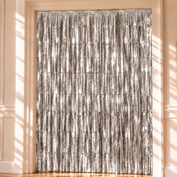 Zilveren Glittergordijn - 100 x 240 cm