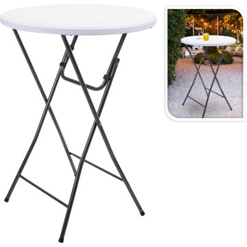 Ronde statafel in wit Ø 80 cm met zwart metalen frame