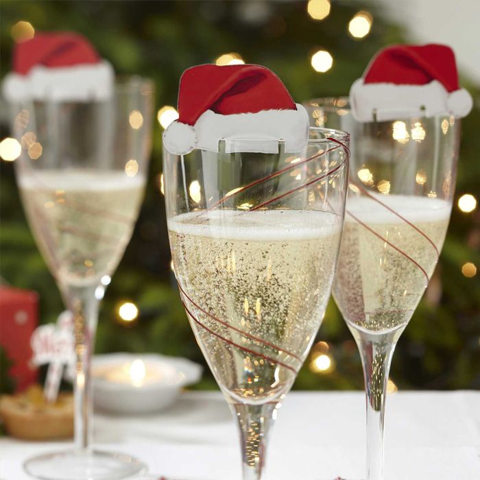 Kerstmanmuts Glasdecoratie 10x - voor de Kersttafel