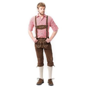 Tyroler lederhosen broek Rudi lang donkerbruin