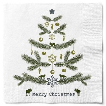 Servetten met kerstboom merry christmas 20x Det Gamle Apotek