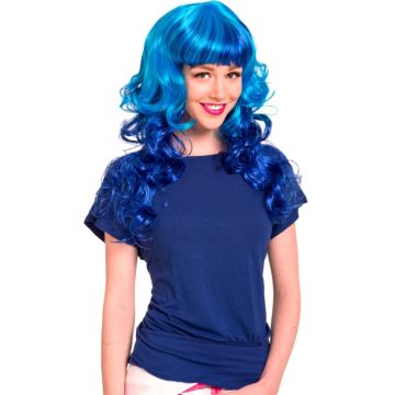 Leuke neon pruik blauw