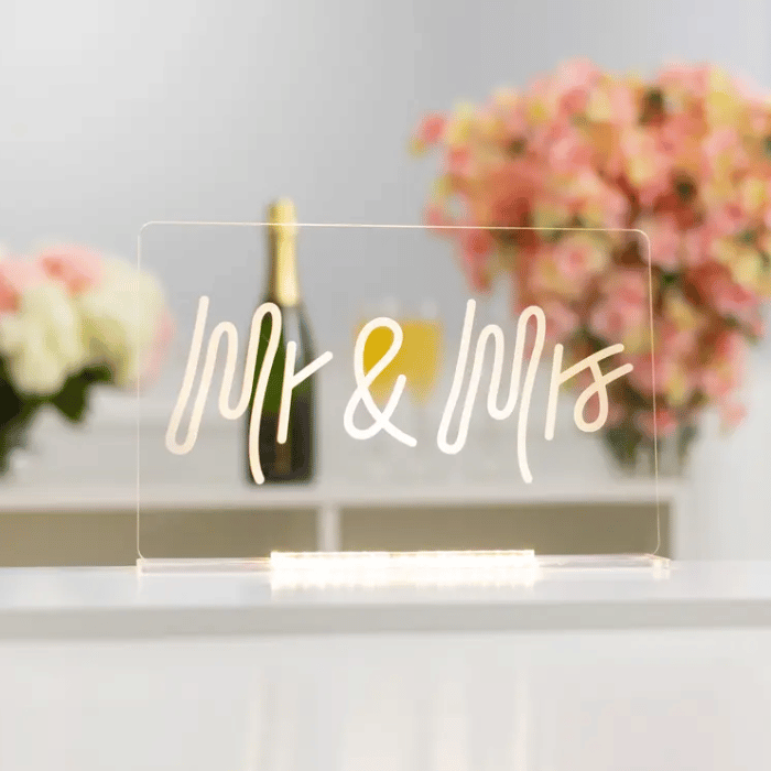 Mr & Mrs neon LED bord - 22,5x35 cm