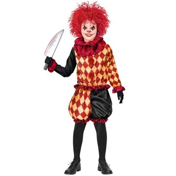 Harlequin griezelclown kostuum voor jongens