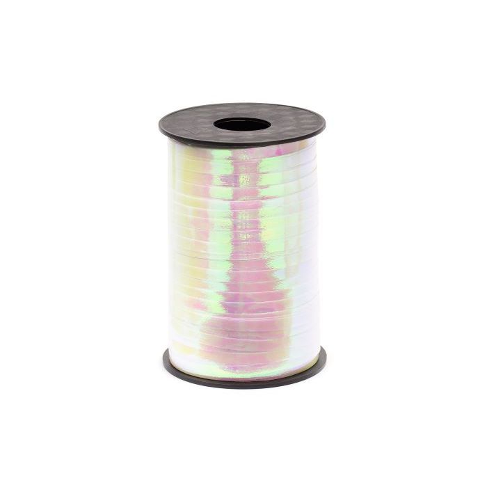 Metallic wit plastic cadeauband - 225 m