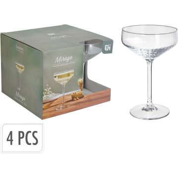 Gegroeide cocktailglazen in komvorm, 4 stuks, 29 cl
