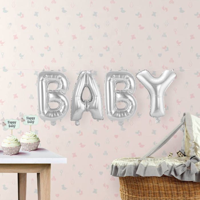 Baby zilveren folieballon - 36 cm