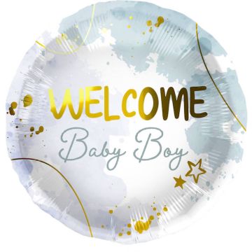 "Welcome Baby Boy" Folie Ballon Blauw - 45 cm