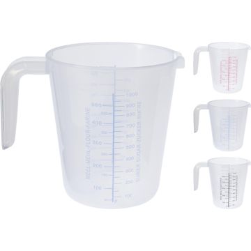 Doorzichtige maatbeker met handvat 1 liter
