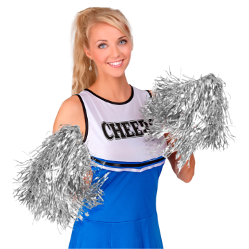 Zilver pom pom set 2x
