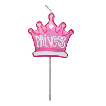 Prinsessenkroon verjaardagscakekaars roze 9 cm