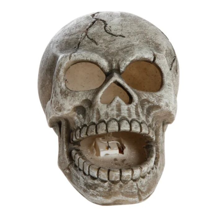 Halloween LED Skalle decoratie grijs Het Oude Apotheek