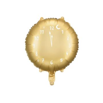 Gouden ronde klok folieballon - 45 cm