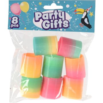 Miniveertjes in regenboogkleuren als gastgeschenk, 8 stk