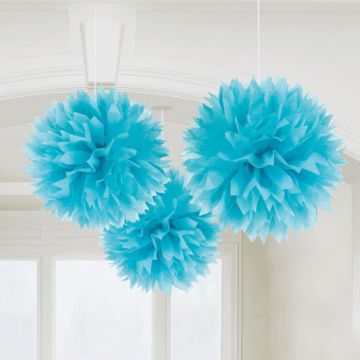 Pompons in Lichtblauw 3x - 40 cm