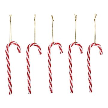 Kerststok ophangdecoraties met goudsnoer voor kerstboom 5x Det Gamle Apotek