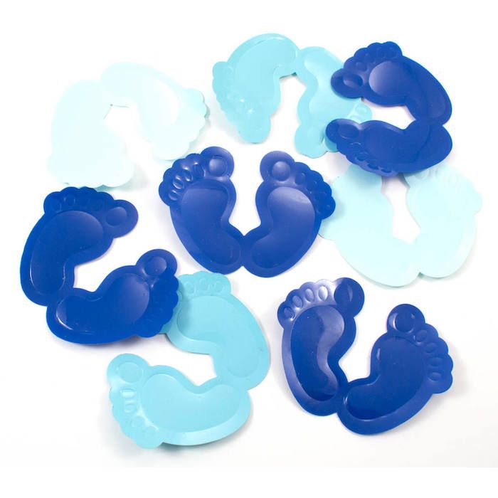 XL lichtblauwe confetti met babyvoetjes