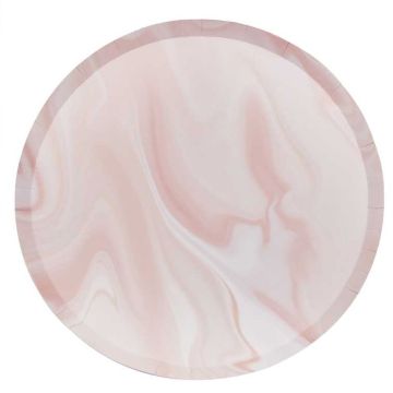 Roze Gemarmerde Borden 8x - 25 cm