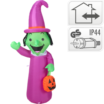 Opblaasbare Halloween-heks met LED 150 cm