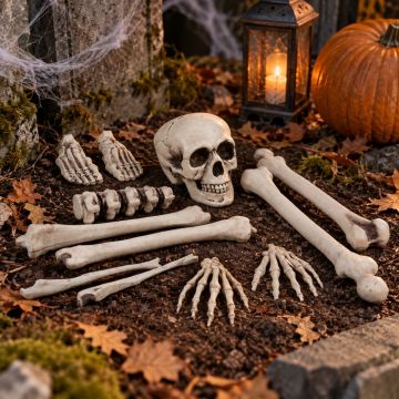 Halloween schedel en botten skelet 12 delen - 25 cm