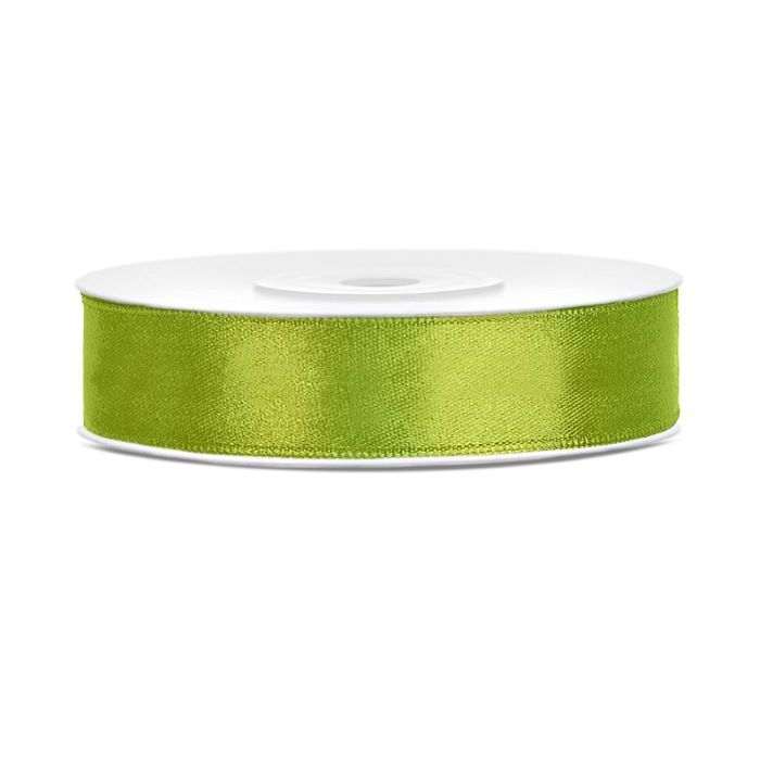 Lichtgroen satin lint - 12 mm x 25 m