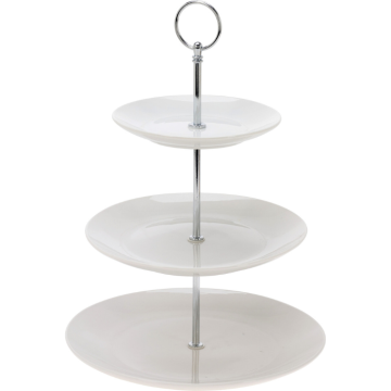 3-laagse etagère van wit porselein 25x34 cm