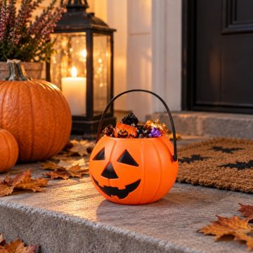Pompoenemmer Halloween snoeppot 2 liter - 14x16 cm