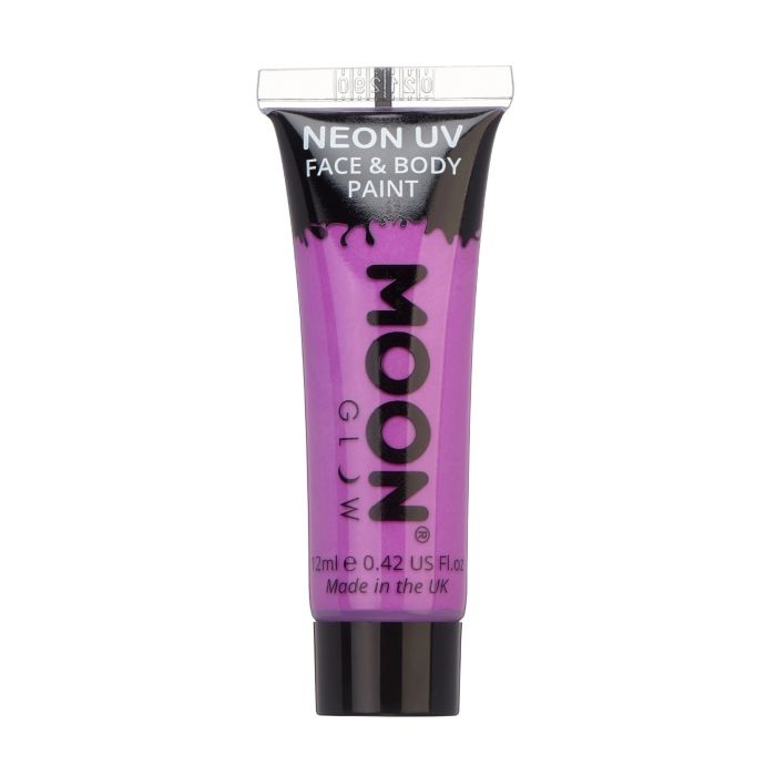 Intense neon UV gezicht- en lichaamsverf 12 ml Moon Creations paars