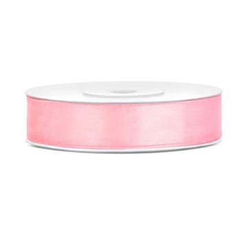 Roze satijnen lint - 12 mm x 25 m