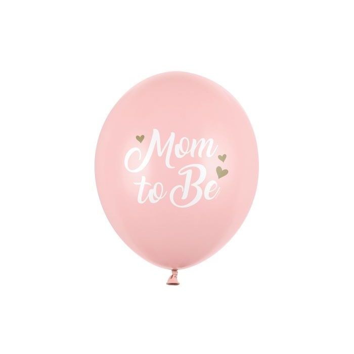 Roze babyshower ballonnen met witte tekst 6x - Ø 30 cm