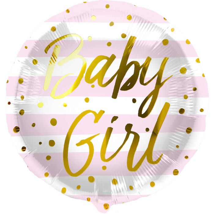 Baby girl lichtroze en witte gestreepte folie ballon - 45 cm