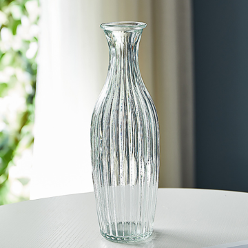 Geribbelde glazen vaas - 23 cm