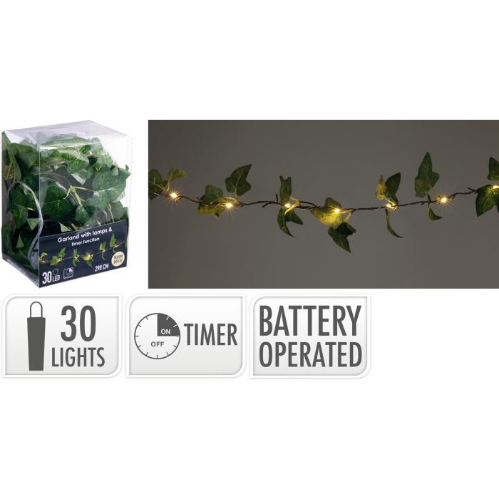 Klimopslinger met 30 LED-lampen 290 cm