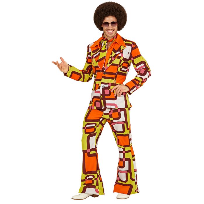 Oranje 70's kostuum voor heren