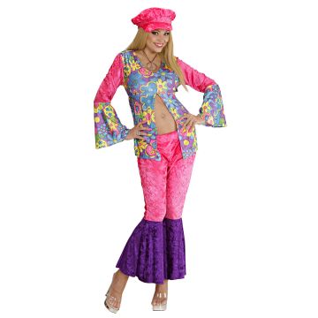 Hippie outfit voor dames in fluweel met hoed