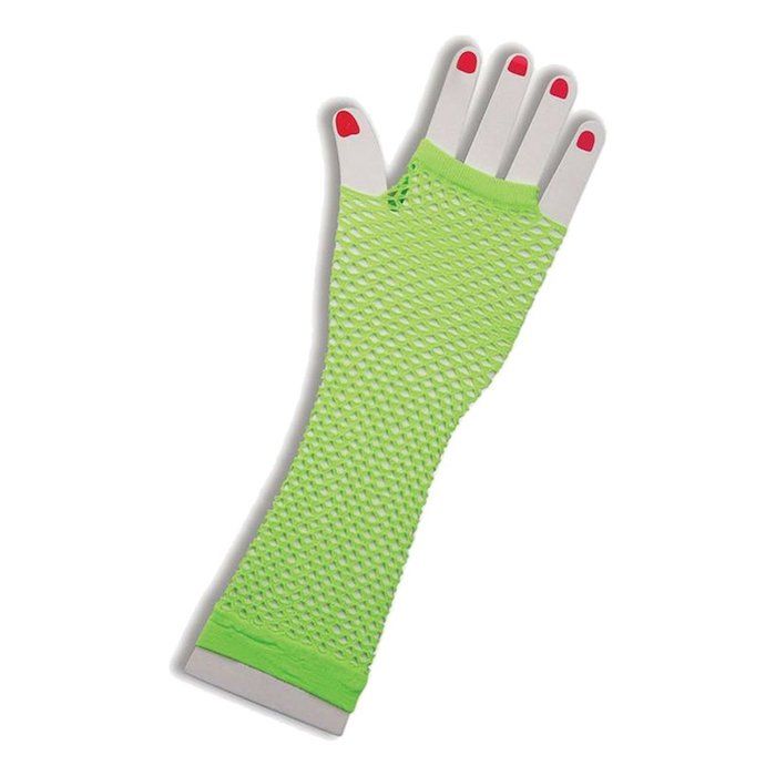 UV Net Handschoenen Lang Groen 2x - 25 cm neon