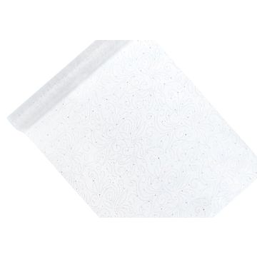 Organza Tafeltof Wit Parelpatroon - 9 Meter