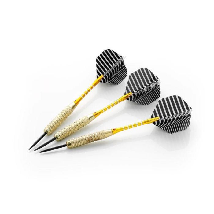 Dartpijlen goud en zwart metaal 3x