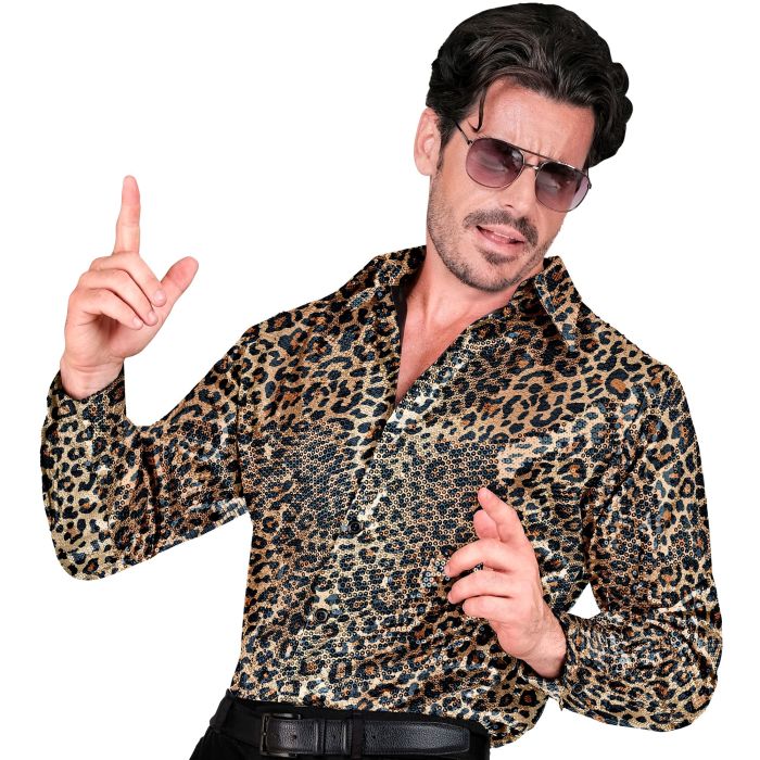Goud pailletshirt met leopardprint voor heren