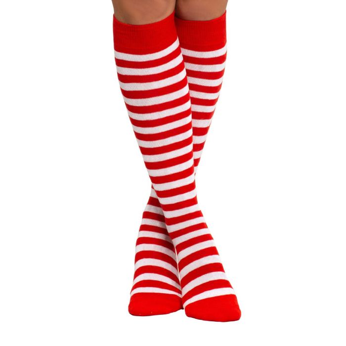 Rood-witte kniekousen voor dames - onesize 