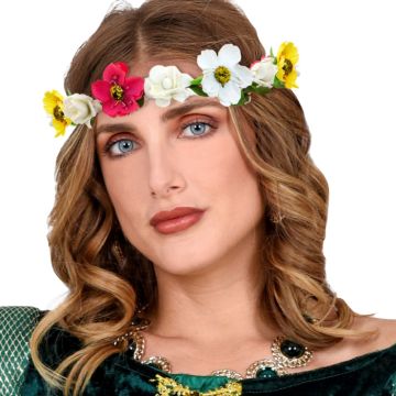Bloemen diadeem met gele band