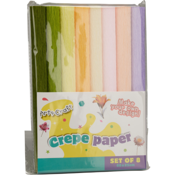 Crepepapier set met 8 vellen, 60x25 cm